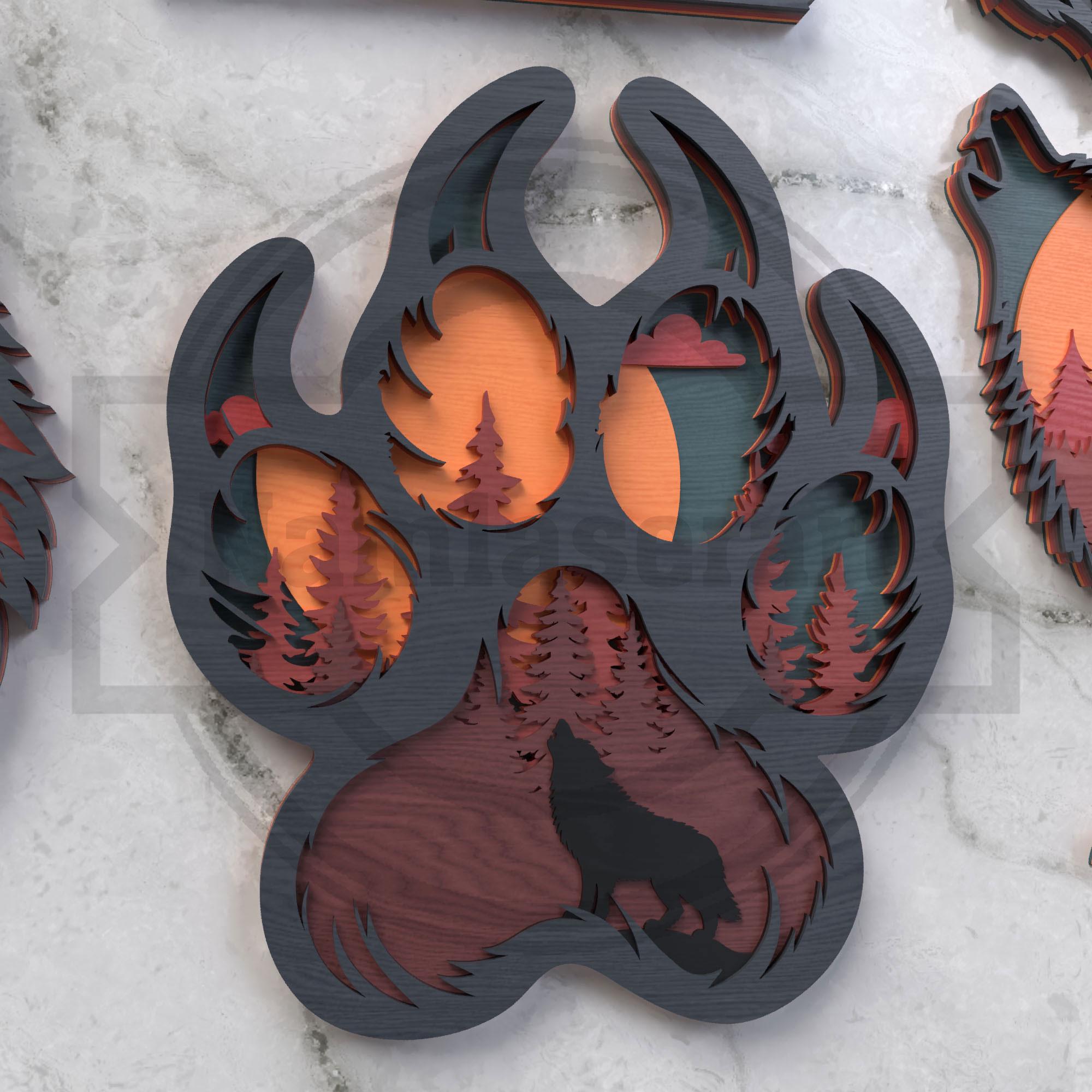 3D Layered Wolf SVG Bundle - Laser Cut Files for Cricut, Glowforge - Etsy