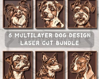 Multilayer Dog Portrait Laser Cut Bundle: SVG DXF Files (Digital Download)