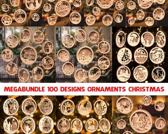100 Christmas Ornaments SVG Mega Bundle: Laser Cut Files (Digital Download)