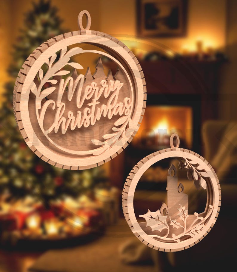 100 Christmas Ornaments SVG Mega Bundle: Laser Cut Files (Digital Download) image 15