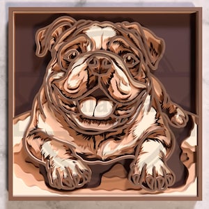 Bulldog SVG Laser Cut File: 6-Layer Pet Wall Art (Digital Download