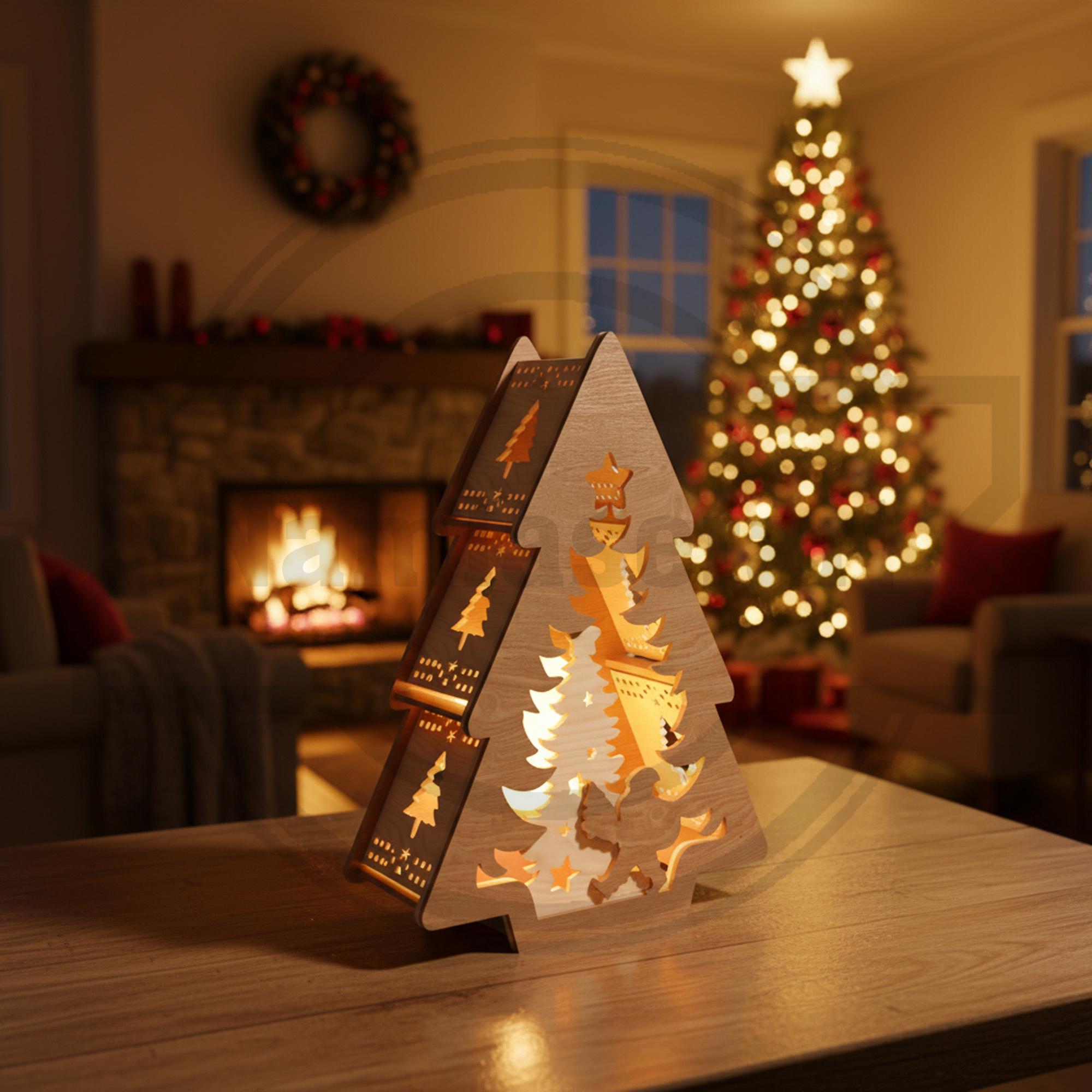 Tree Light Box Christmas Tree Light Box SVG Bundle, Laser Cut 3D Lantern (digital ...