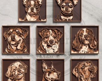 Dog Wall Art SVG Bundle – 3D Layered Laser Cut Files – Digital Download