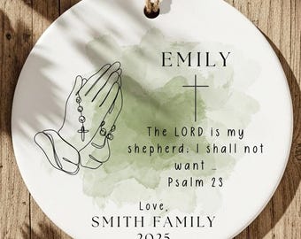Bible Verse Ornament Personalized Christian Faith Christmas Ornament Scripture Keepsake Psalm 23 Religious Prayer Xmas Ornament
