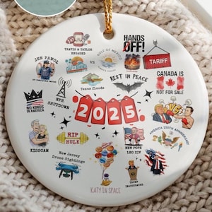 Adorno de revisión del año 2025 Adorno navideño de eventos destacados importantes Año para recordar Recuerdo conmemorativo Adorno navideño de eventos destacados de 2025