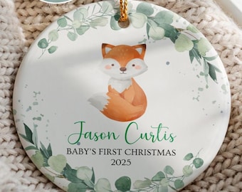 My First Christmas Ornament Personalized Fox Baby's First Christmas Ornament Fox Baby Boy Woodland 2026 Keepsake New Baby Xmas Ornament