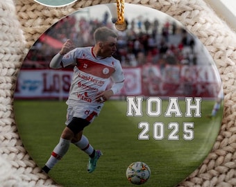 Soccer Photo Ornament Personalized Sports Senior Christmas Ornament Custom Soccer Player Name Keepsake Sports Team Xmas Ornament