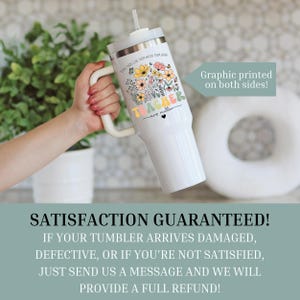Personalized Floral Teacher 40oz Tumbler with Handle, Custom Name Teach Them Love Them Watch Them Grow Cup, Educator Gift for Her image 3