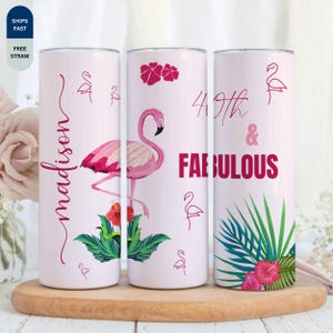 Personalisierte Flamingo Becher, individueller Name Tropical Beach Geburtstagsferien Tasse, Sommerparty Trinkgefäße, Mädchen Reise Geschenk für Sie
