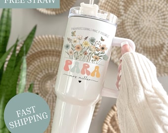 Personalisierter paraprofessioneller 40-Unzen-Becher mit Griff: Benutzerdefinierter Name Edelstahl-Reisebecher