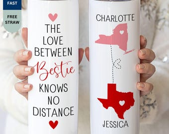 Personalized Best Friend Tumbler, Custom Name Long-Distance Bestie Drinkware, Friendship Moving Away Gift, BFF Birthday Gift for Her