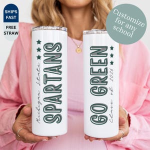 Personalized University Team Mascot Tumbler with Straw, Custom Name College Bed Party Cup, High School Graduation Gift, Back to School Gift