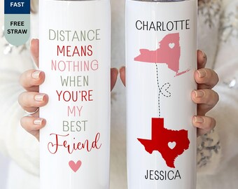 Personalized Best Friend Tumbler, Custom Name Long-Distance Bestie Drinkware, Friendship Moving Away Gift, BFF Birthday Gift for Her