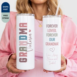 Vaso personalizado para abuela con pajita, vaso vintage con nombre personalizado para abuela, regalo de nietos, regalo para mamá