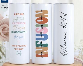 Gobelet d'infirmière à infusion personnalisée, verres motivants pour thérapie IV avec nom personnalisé, cadeau pour collègue, cadeau de la semaine d'appréciation du personnel médical