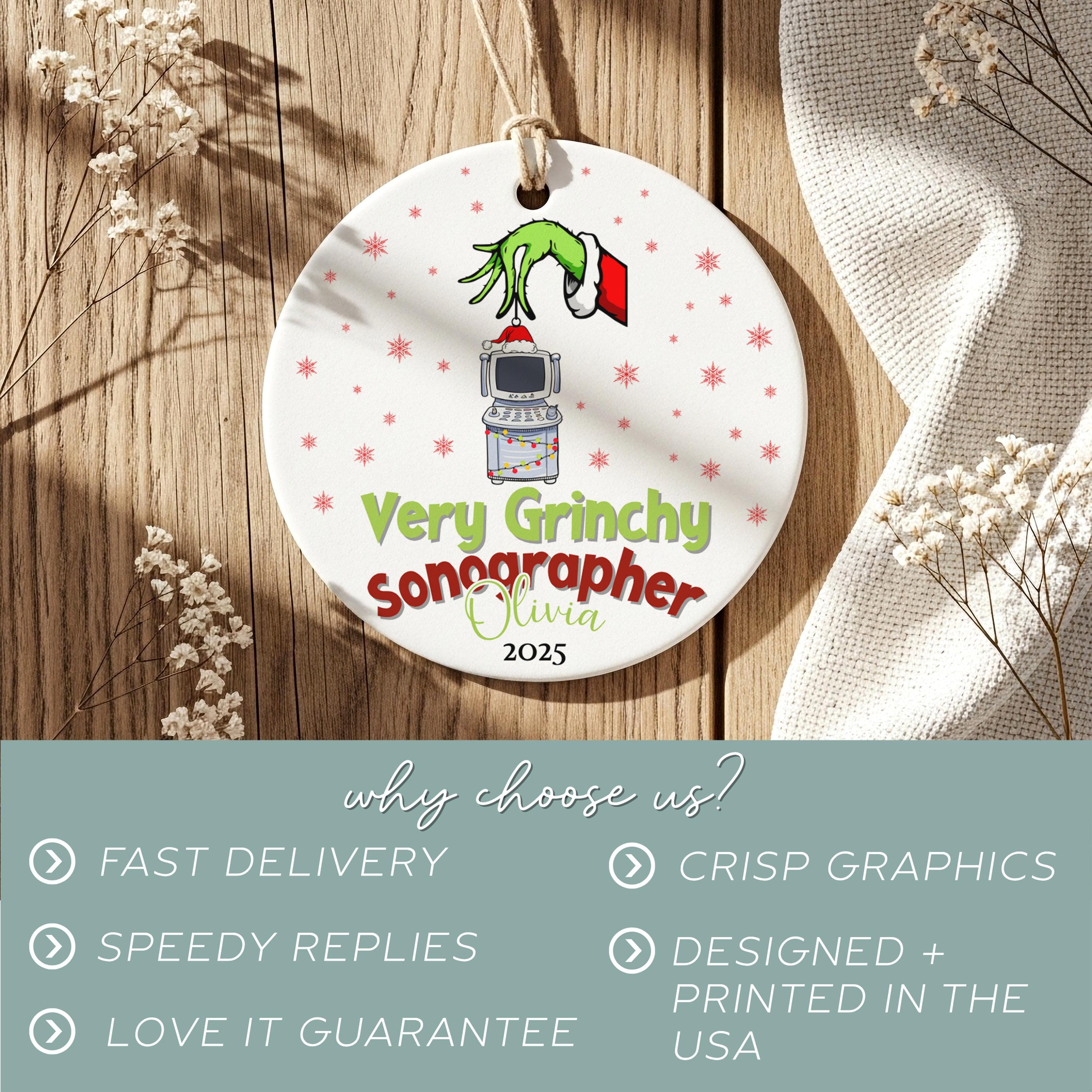 Grinch Radiology Grinch Sonographer Ornament Personalized Ultrasound Tech Christmas ...