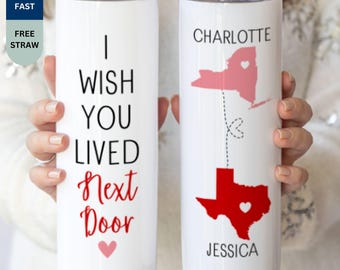 Personalized Best Friend Tumbler, Custom Name Long-Distance Bestie Drinkware, Friendship Moving Away Gift, BFF Birthday Gift for Her