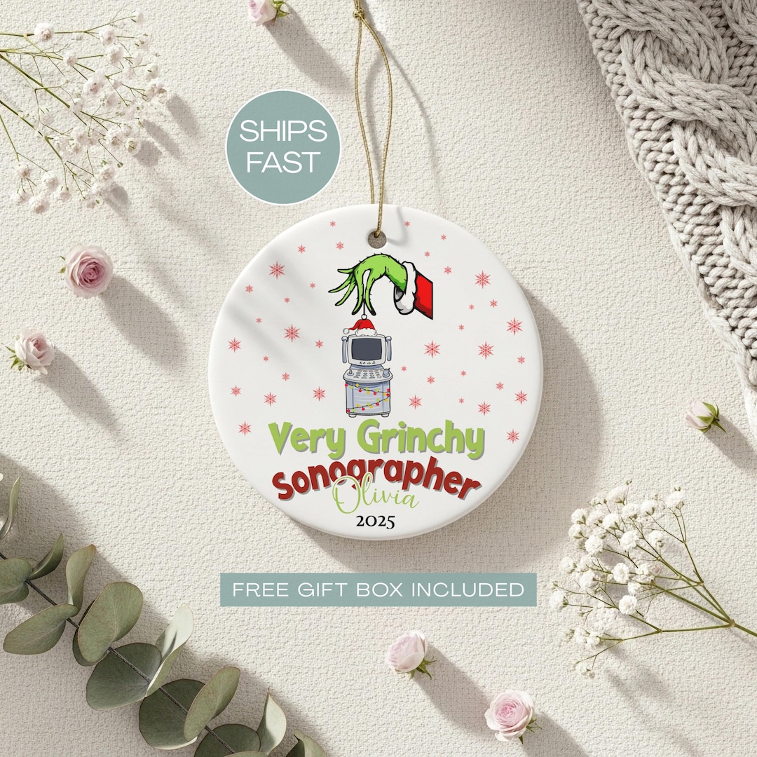 Grinch Radiology Grinch Sonographer Ornament Personalized Ultrasound Tech Christmas ...