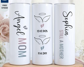 Personalized Angel Mom Tumbler, Baby Loss Gift, Angel Mama Miscarriage Keepsake Mug, Baby Remembrance Gifts, Pregnancy Loss Sympathy Gifts