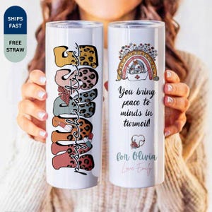 Personalized Floral Psychiatric Nurse Tumbler, Custom Name Psych Care Cup, PMHNP Gift Idea, Coworker Gift, Medical Worker Appreciation Gift