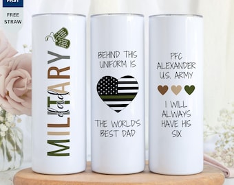 Personalized Military Dad Tumbler, Custom Name Army Dad Cup, Soldier Dad Appreciation Gif, Homecoming & Deployment Gift, Father's Day Gift