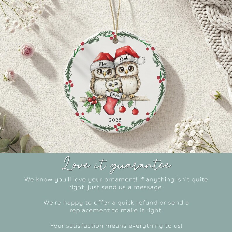 Family Owl Ornament Personalized First Christmas as Family of 3 4 5 6 7 ...