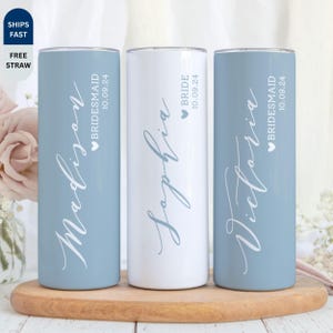 Personalisierter Hochzeit Braut & Brautjungfer Matching Tumbler, Benutzerdefinierte Minimalist Name Brautjungfer Vorschlag Cup, Braut Junggesellinnenparty Geschenk