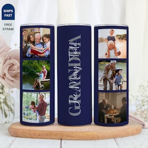 Personalized Photo Grandpa Tumbler, Custom Grandkids&#39; Names Drinkware, First Time Grandpa Appreciation Gift, Father&#39;s Day Gift for Papa