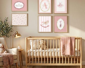 Vintage Ballet Nursery Wall Art Girl Nursery Decor Coquette Room Decor Pink Ballerina Prints Swan Wall Art Personalized Baby Girl Gift Set