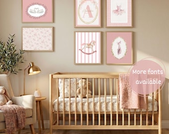 Vintage Ballet Nursery Wall Art Girl Nursery Decor Coquette Room Decor Pink Ballerina Prints Swan Wall Art Personalized Baby Girl Gift Set