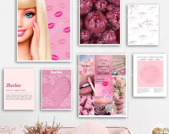 Barbie Poster Set of 10 Pink Girly Wall Art Feminine Room Decor Digital Download
