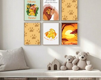 Lion King Simba Wall Art Set of 5 Boys Nursery Decor Hakuna Matata Prints Digital Download