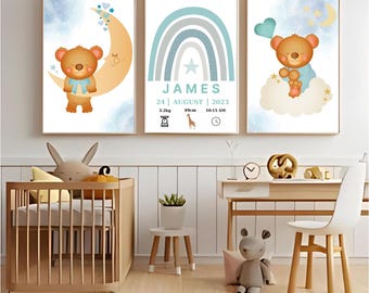 Tela Decorativa Per Cameretta 'Little Baby Cave' - 40x30 Cm Con Gancio In Legno, Striscione Da Parete Per Neonati, Regalo Baby Shower