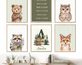 Woodland Nursery Wall Art Animal Prints Nursery Decor Woodland Nursery Decor Woodland Nursery Prints Forest Kids Room Decor Baby Animal