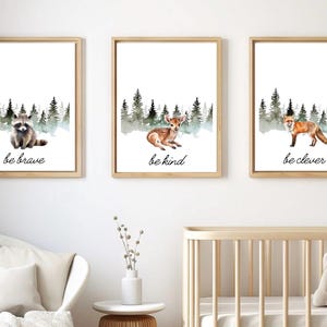 Woodland Animal Nursery Prints: Watercolor Forest Animals (Digital Download Set of 3)