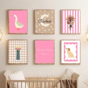 Pink Duck Nursery Art Print: Coquette Room Decor (Digital Download, Set of 6)