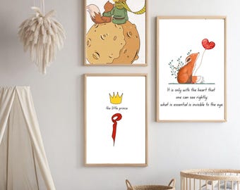 Set de 3 láminas infantiles de El Principito (descarga digital) para pared