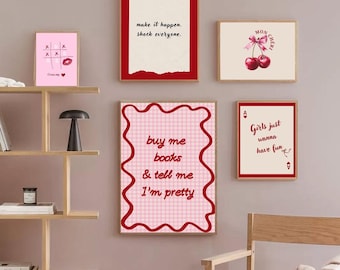 Mon Chéri Wall Art Print Pink Red Romantic Digital Download Custom Guest Check Poster