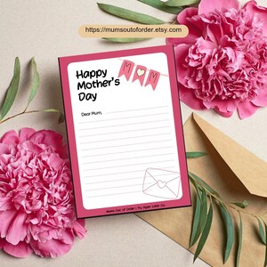Hoja de trabajo imprimible para el Día de la Madre para niños / Carta rosa y blanca para mamá / Regalo de recuerdo DIY / Descarga instantánea / Actividad del Día de la Madre
