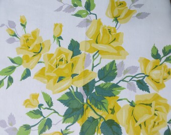 French vintage floral blue cabbage tea rose print wipe clean linen oilcloth