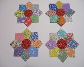 Reproduction Feedsack Dresden Plate-Star Quilt Blocks-Set of 4