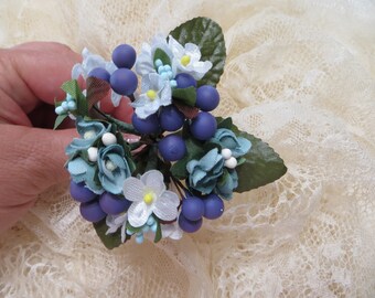 Vintage Millinery Flower Forget Me Not 12 bunch All for Hat Hair Crown Kawaii