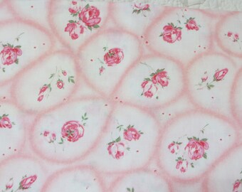 Vintage Pink Roses Fabric-BTY