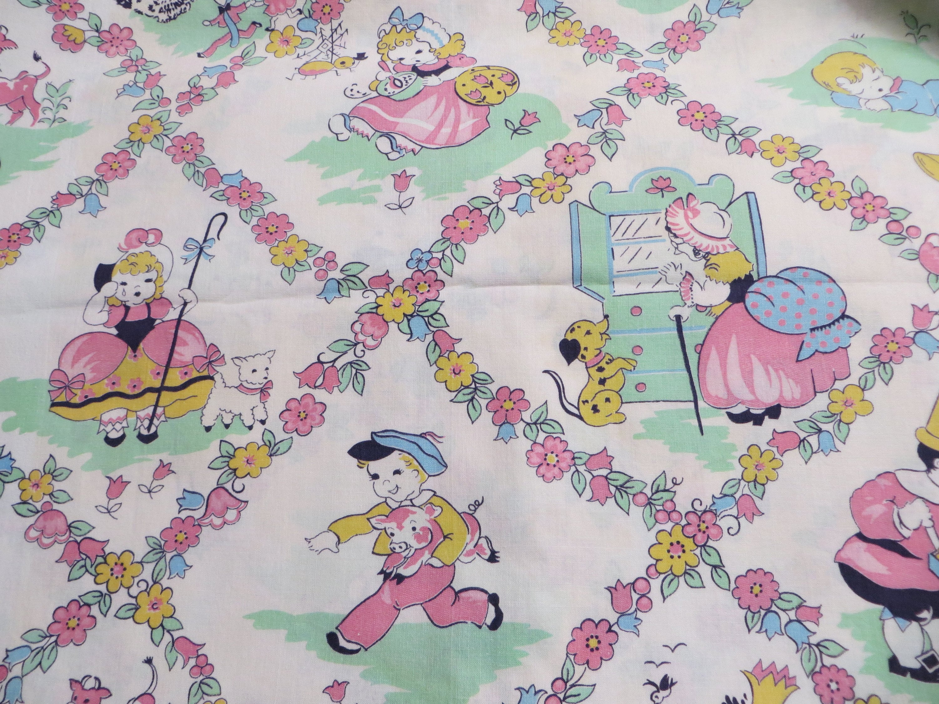 Vintage Cotton Childrens Print Fabric1930'sNURSERY Etsy