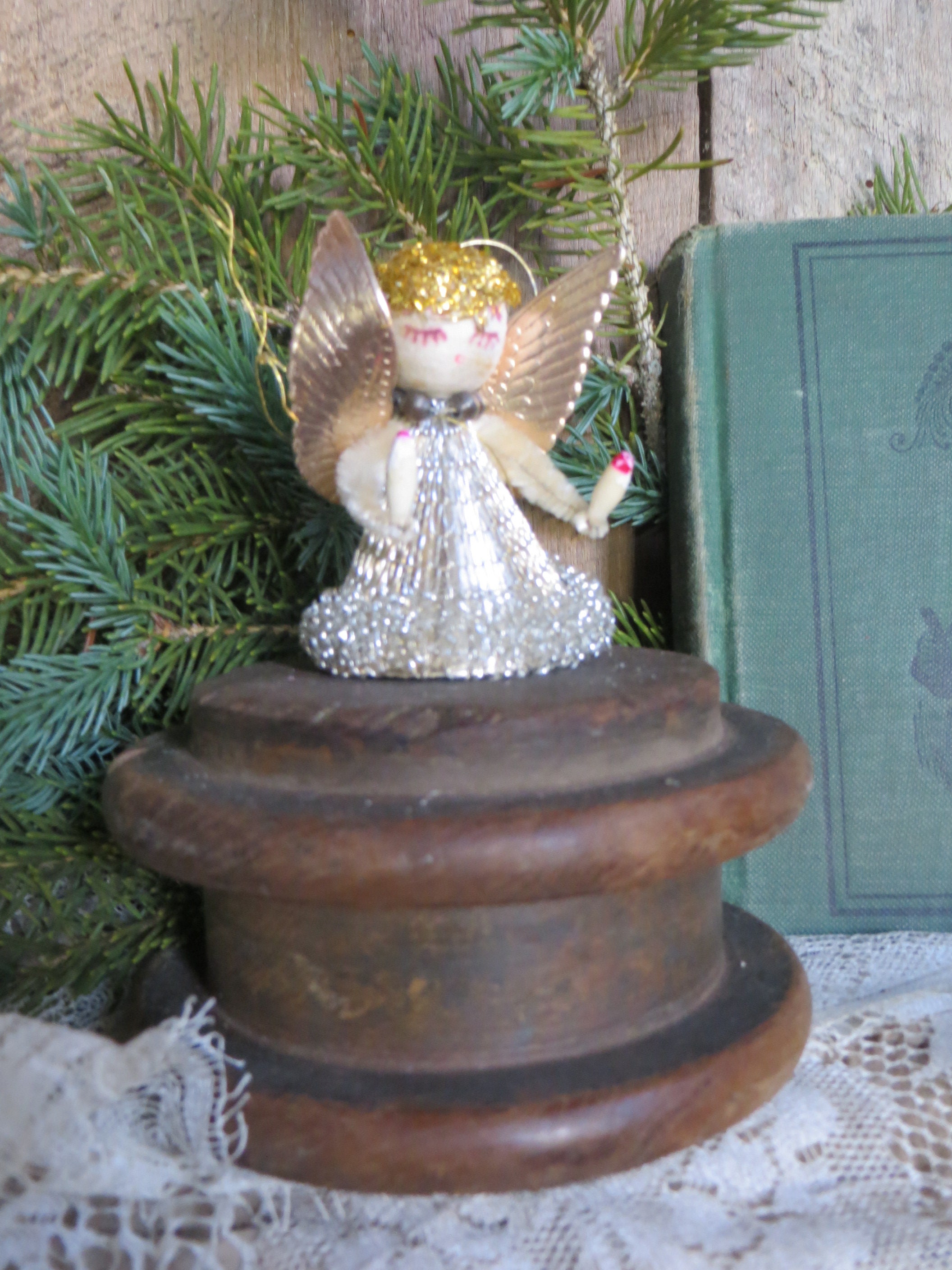 Vintage Christmas Ornament Spun Cotton Angel Germany Vintage Christmas Ornament Spun Cotton Angel Germany