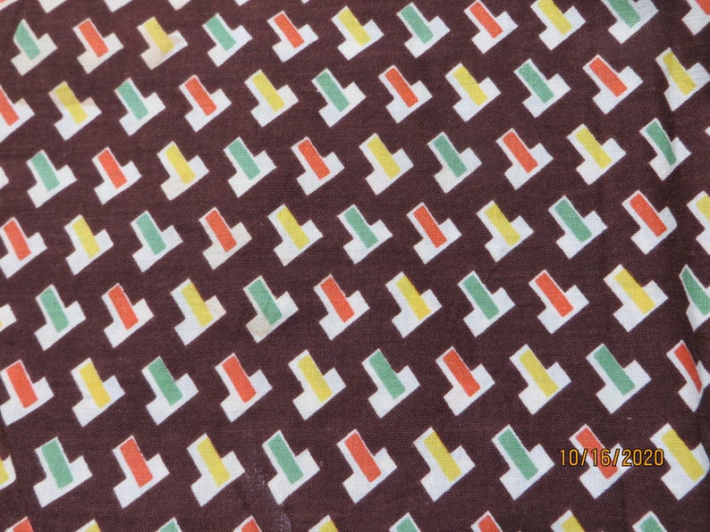 Vintage Cotton Fabric-1940/'s-Dress weight-Novelty-Geometric