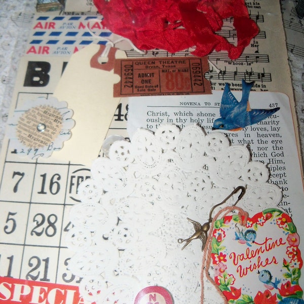 Vintage Ephemera Bluebird Bitty Kit-Scrapbooking-Altered Art