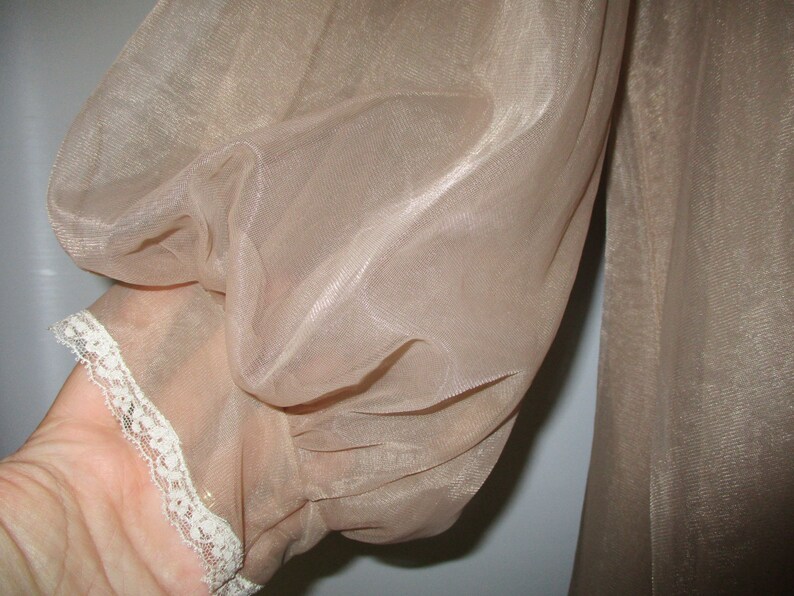 Vintage Lingerie Baby Doll Peignoir Set-Cocoa and Cream-Gossard Artemis Nylon Sheer-Sweep-Nightgown and Robe-sz 34-36-Wedding Trousseau