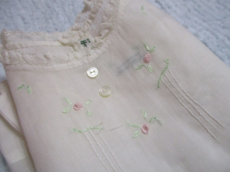 Vintage Baby Dress-Bishop-Embroidered-Christening-Embroidery-Size 9 months-with slip and Bib-All matching-UNUSED