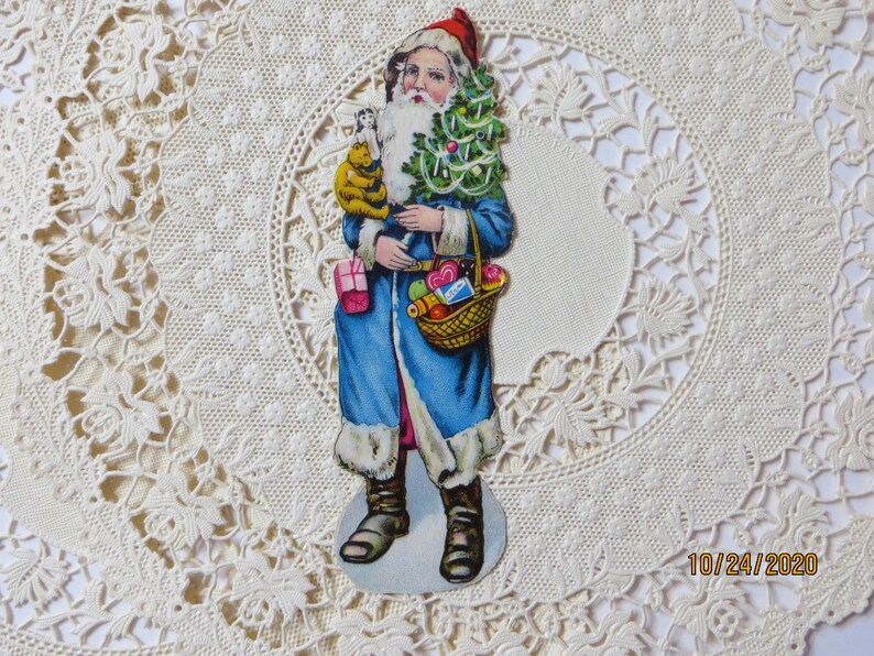 Antique Victorian Scraps-Victorian Santa-Die cut-German-NOT a REPRO